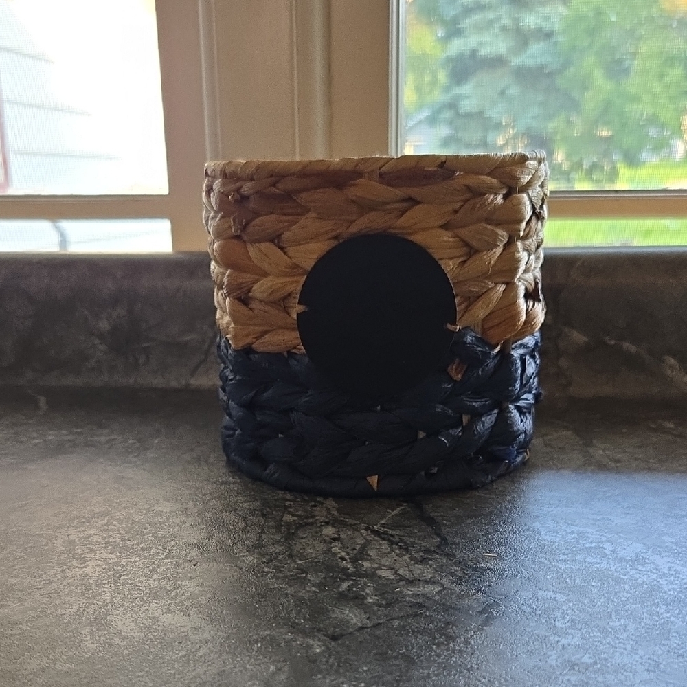 Two-Tone Woven Basket - Natural and Navy